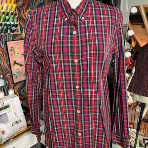 Red and Blue Plaid Button-Up Shirt